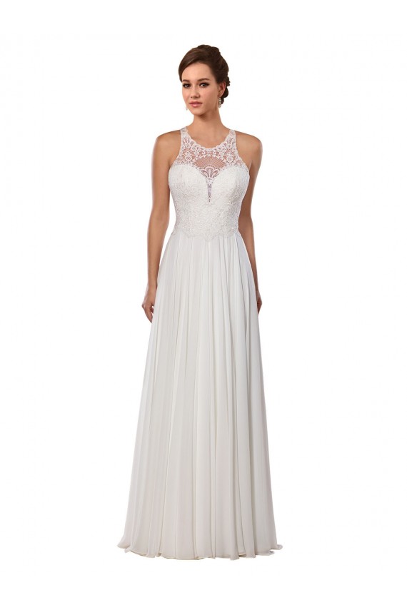 Avorio Tubino Illusione Chiffona Abiti da sposa Fabbrica