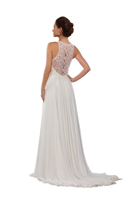 Avorio Tubino Illusione Chiffona Abiti da sposa Fabbrica