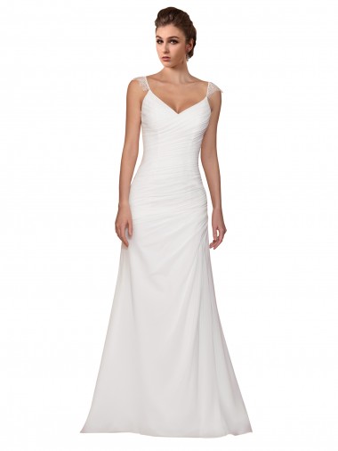 Avorio Tubino Scollatura a V Chiffona Abiti da sposa Fabbrica