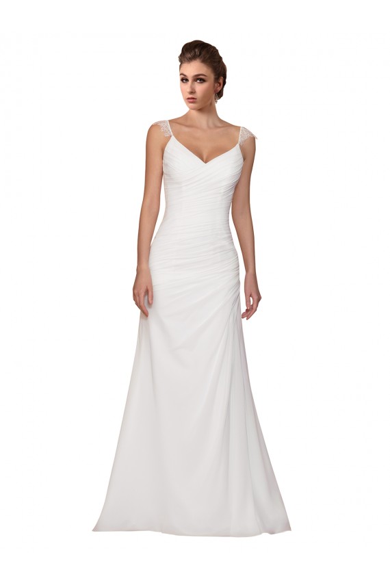 Avorio Tubino Scollatura a V Chiffona Abiti da sposa Fabbrica