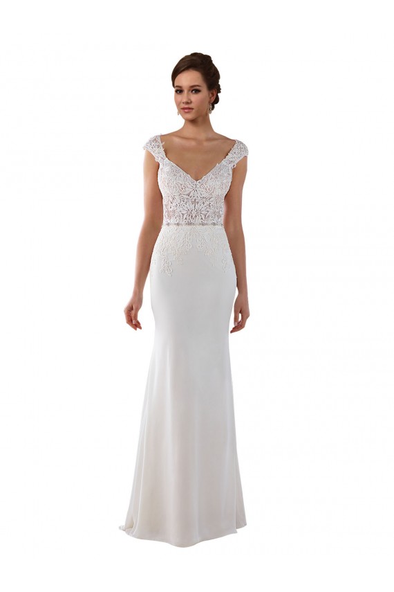 Avorio Tubino Scollatura a V Pizzo Crespo Elastico Abiti da sposa Fabbrica