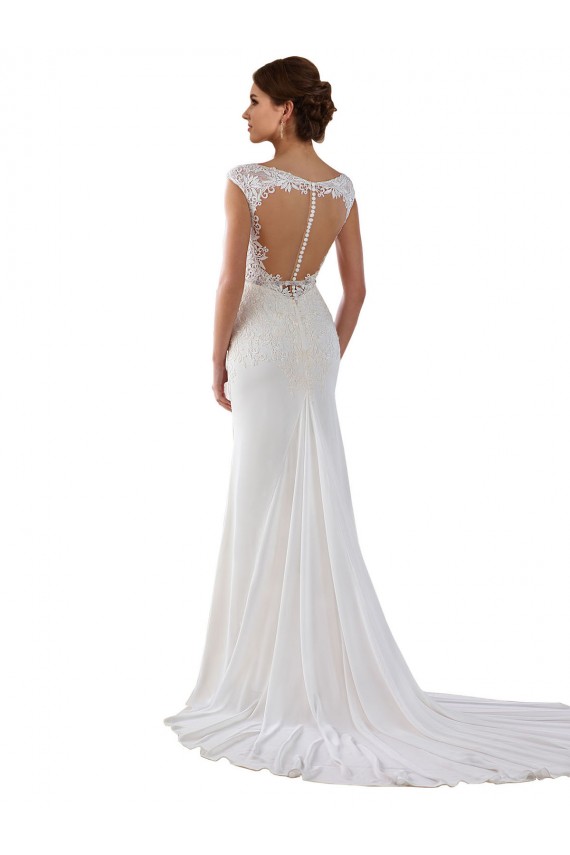 Avorio Tubino Scollatura a V Pizzo Crespo Elastico Abiti da sposa Fabbrica