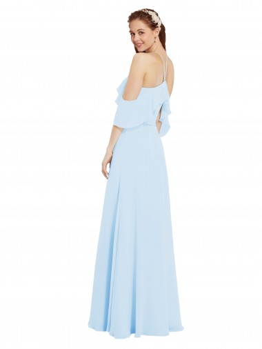 Azzurro cielo Linea A Capestro Chiffona Lunga Abiti da damigella donore Fabbrica