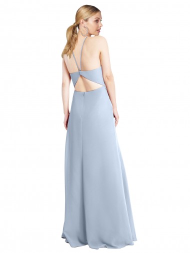 Azzurro cielo Linea A Capestro Chiffona Lunga Abiti da damigella donore Fabbrica
