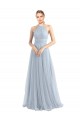 Azzurro cielo Linea A Capestro Tulle Lunga Abiti da damigella donore Fabbrica