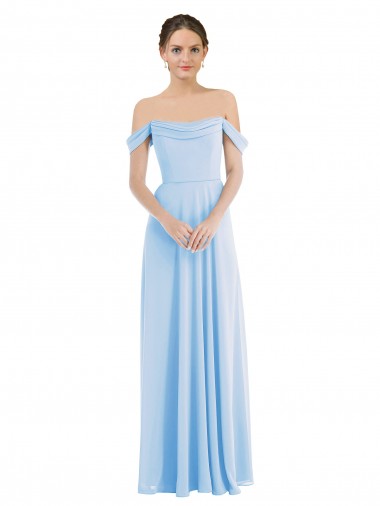 Azzurro cielo Linea A Chiffona Lunga Formali Abiti da damigella donore / Abiti da sera Fabbrica