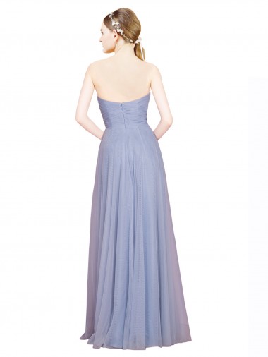 Azzurro cielo Linea A Innamorato Tulle Lunga Abiti da damigella donore Fabbrica