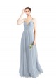 Azzurro cielo Linea A Sottili Scollatura a V Tulle Lunga Abiti da damigella donore Fabbrica