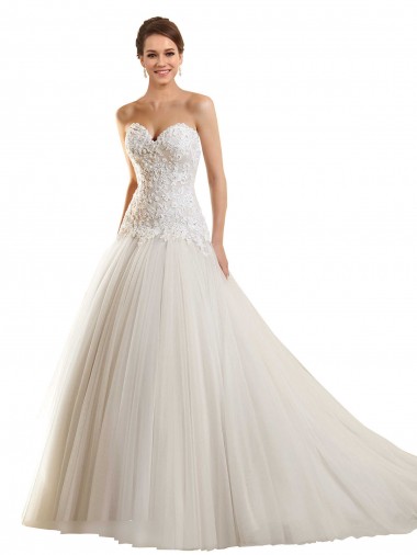 Bianco Abito da ballo Innamorato Tulle Pizzo Abiti da sposa Fabbrica