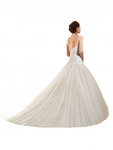 Bianco Abito da ballo Innamorato Tulle Pizzo Abiti da sposa Fabbrica