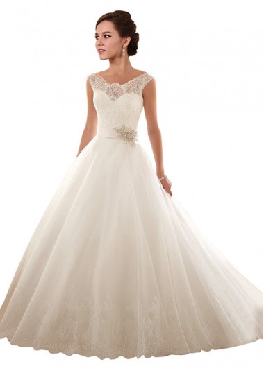 Bianco Abito da ballo Tulle Pizzo Abiti da sposa Fabbrica