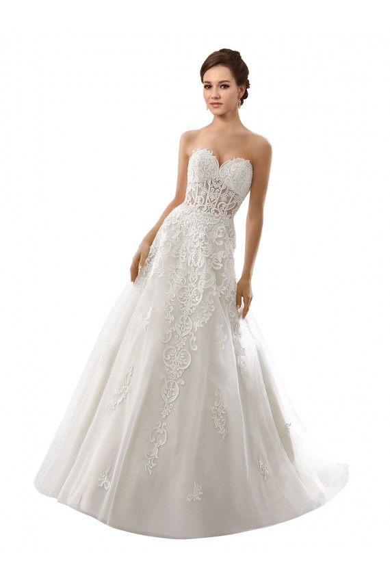 Bianco Linea A Innamorato Tulle Pizzo Abiti da sposa Fabbrica