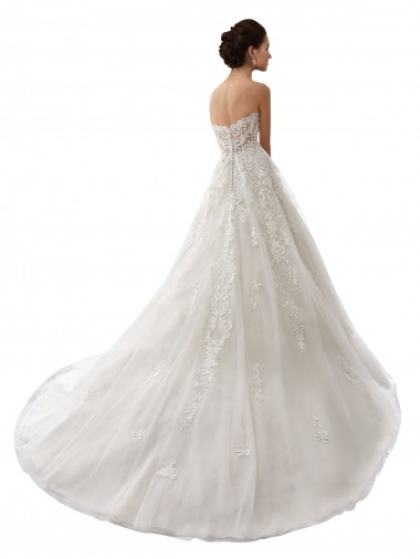 Bianco Linea A Innamorato Tulle Pizzo Abiti da sposa Fabbrica