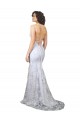 Bianco Stile sirena Alto Collo Crespo Elastico Paillettes Tulle Lunga Formali Abiti da damigella donore / Abiti da sera / Abiti da ballo Fabbrica