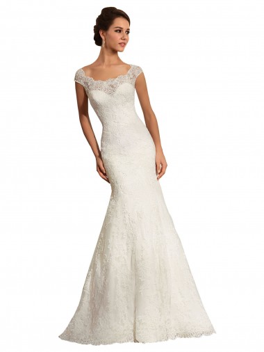 Bianco Stile sirena Barca Pizzo Abiti da sposa Fabbrica
