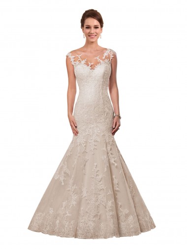 Bianco Stile sirena Illusione Pizzo Abiti da sposa Fabbrica