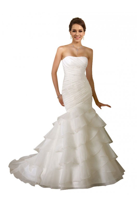 Bianco Stile sirena Innamorato Tulle Abiti da sposa Fabbrica