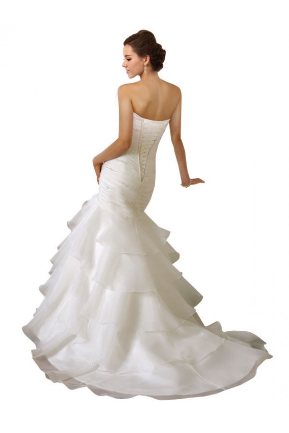 Bianco Stile sirena Innamorato Tulle Abiti da sposa Fabbrica