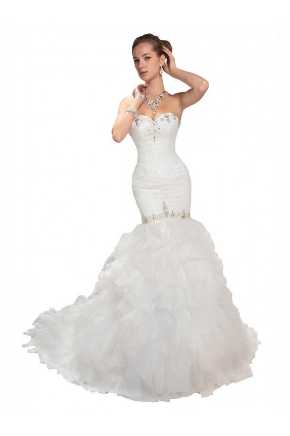 Bianco Stile sirena Innamorato Tulle Abiti da sposa Fabbrica