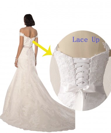 Bianco Stile sirena Pizzo Spiaggia Abiti da sposa Fabbrica