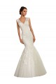 Bianco Stile sirena Scollatura a V Tulle Pizzo Abiti da sposa Fabbrica