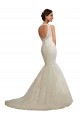 Bianco Stile sirena Scollatura a V Tulle Pizzo Abiti da sposa Fabbrica