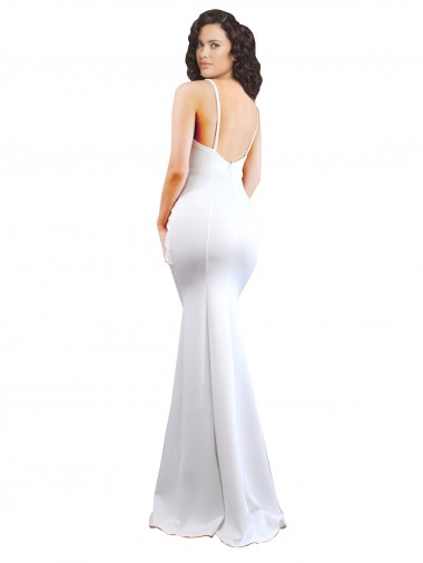 Bianco Stile sirena Sottili Alto Collo Crespo Elastico Lunga Formali Abiti da damigella donore / Abiti da sera / Abiti da ballo Fabbrica