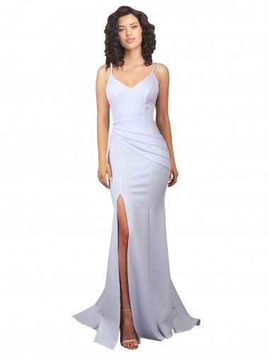 Bianco Stile sirena Sottili Alto Collo Crespo Elastico Semplice Spiaggia Abiti da sposa Fabbrica