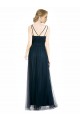 Blu 7 Linea A Scollatura a V Tulle Lunga Abiti da damigella donore Fabbrica