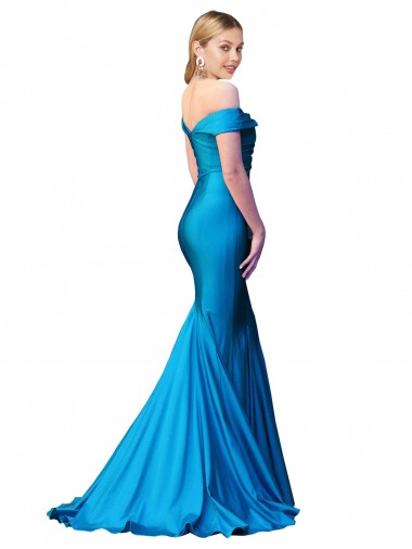 Blu Pavone Stile sirena Raso Lunga Formali Abiti da damigella donore / Abiti da sera / Abiti da ballo Fabbrica