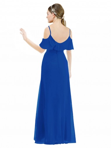 Blu Reale Linea A Scollatura a V Chiffona Lunga Abiti da damigella donore Fabbrica