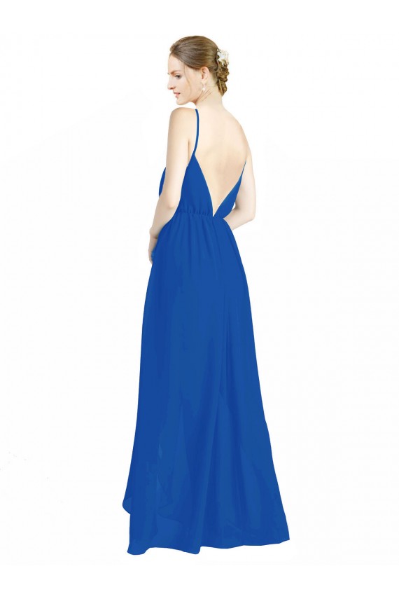 Blu Reale Linea A Sottili Scollatura a V Chiffona Lunga Abiti da damigella donore Fabbrica