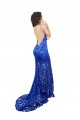Blu Reale Stile sirena Alto Collo Pizzo Lunga Abiti da damigella donore / Abiti da ballo Fabbrica