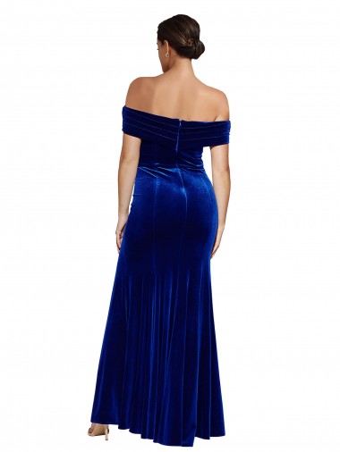 Blu Reale Stile sirena Velluto Elastico Lunga Formali Abiti da damigella donore / Abiti da sera / Abiti da ballo Fabbrica