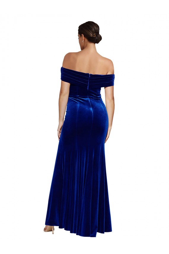 Blu Reale Stile sirena Velluto Elastico Lunga Formali Abiti da damigella donore / Abiti da sera / Abiti da ballo Fabbrica