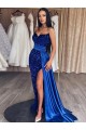Blu Reale Tubino Innamorato Sweep treno Paillettes Velluto Lunga Abiti da ballo Fabbrica
