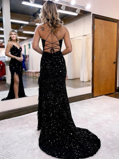 Blu Reale Tubino Scollatura a V Sweep treno Paillettes Velluto Lunga Abiti da ballo Fabbrica
