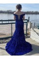 Blu Reale Tubino Sweep treno Paillettes Velluto Lunga Abiti da ballo Fabbrica