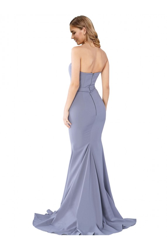Blu fumo Stile sirena Innamorato Crespo Elastico Lunga Formali Abiti da damigella donore / Abiti da sera / Abiti da ballo Fabbrica