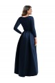 Blu marino scuro Abito da ballo Scollatura a V Spandex Lunga Asimmetrico Formali Abiti da damigella donore / Abiti da sera / Abiti da ballo Fabbrica
