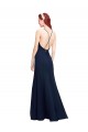 Blu marino scuro Stile sirena Capestro Alto Collo Chiffona Lunga Abiti da damigella donore / Abiti da ballo Fabbrica