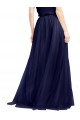 Blu navy 21 Linea A Capestro Alto Collo Tulle Lunga Abiti da damigella donore Fabbrica