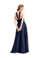Blu navy 21 Linea A Capestro Tulle Lunga Abiti da damigella donore Fabbrica