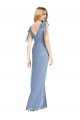 Blu polveroso Stile sirena Scollatura a V Chiffona Lunga Abiti da damigella donore Fabbrica