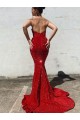 Borgogna Stile sirena Innamorato Paillettes Velluto Lunga Abiti da ballo Fabbrica