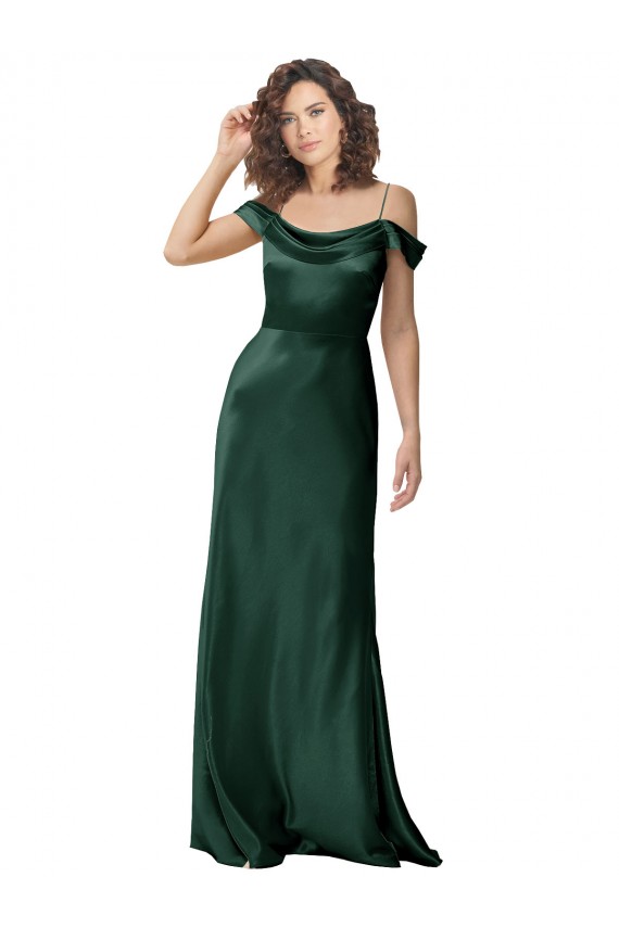 Cacciatore verde Linea A Sottili Raso Elastico Lunga Formali Abiti da damigella donore / Abiti da sera / Abiti da ballo Fabbrica