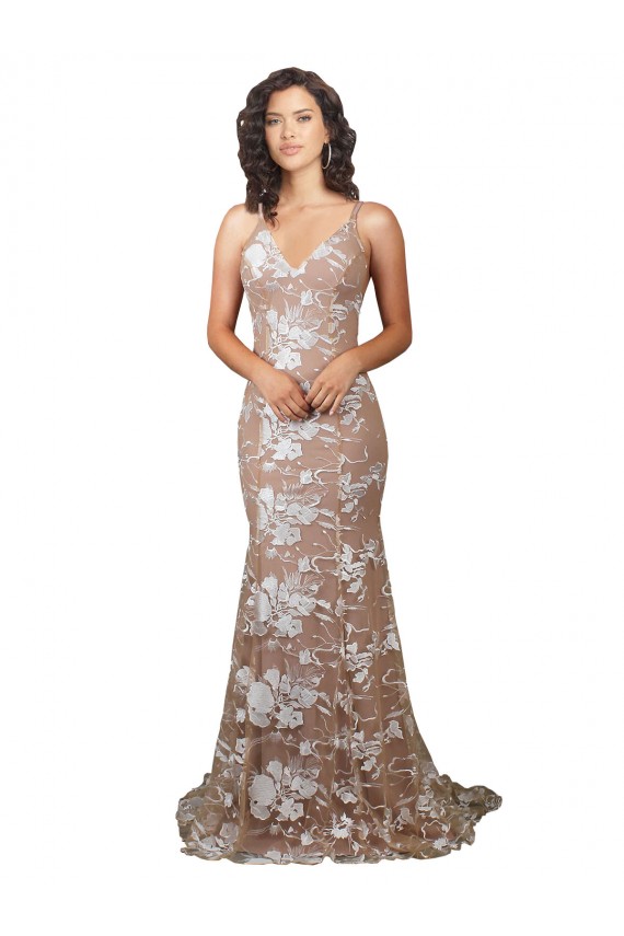 Champagne Stile sirena Scollatura a V Sweep treno Pizzo Abiti da sposa Fabbrica