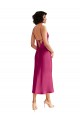 Fucsia Linea A Scollatura a V Midi Raso Elastico Corto Abiti da damigella donore / Abiti da sera / Abiti da cocktail Fabbrica