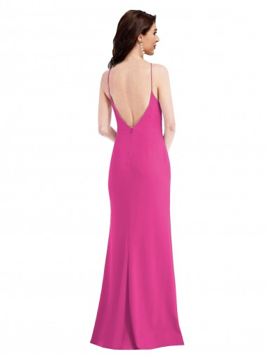 Fucsia Tromba Capestro Alto Collo Crespo Elastico Lunga Formali Abiti da damigella donore / Abiti da sera / Abiti da ballo Fabbrica