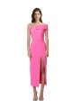 Fucsia Tubino Una spalla Midi Crespo Elastico Lunga Formali Abiti da damigella donore / Abiti da sera / Abiti da cocktail Fabbrica